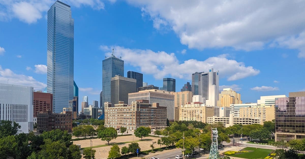 Downtown Dallas Texas with Blue Skies Representing the RRC Sell-a-Bration Event