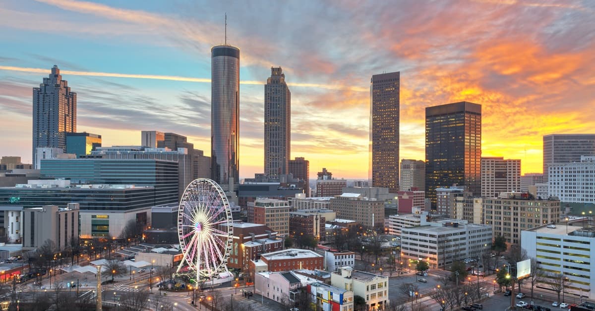 The Atlanta, Georgia Skyline with Ferris Wheel Representing the Keller Williams Family Reunion
