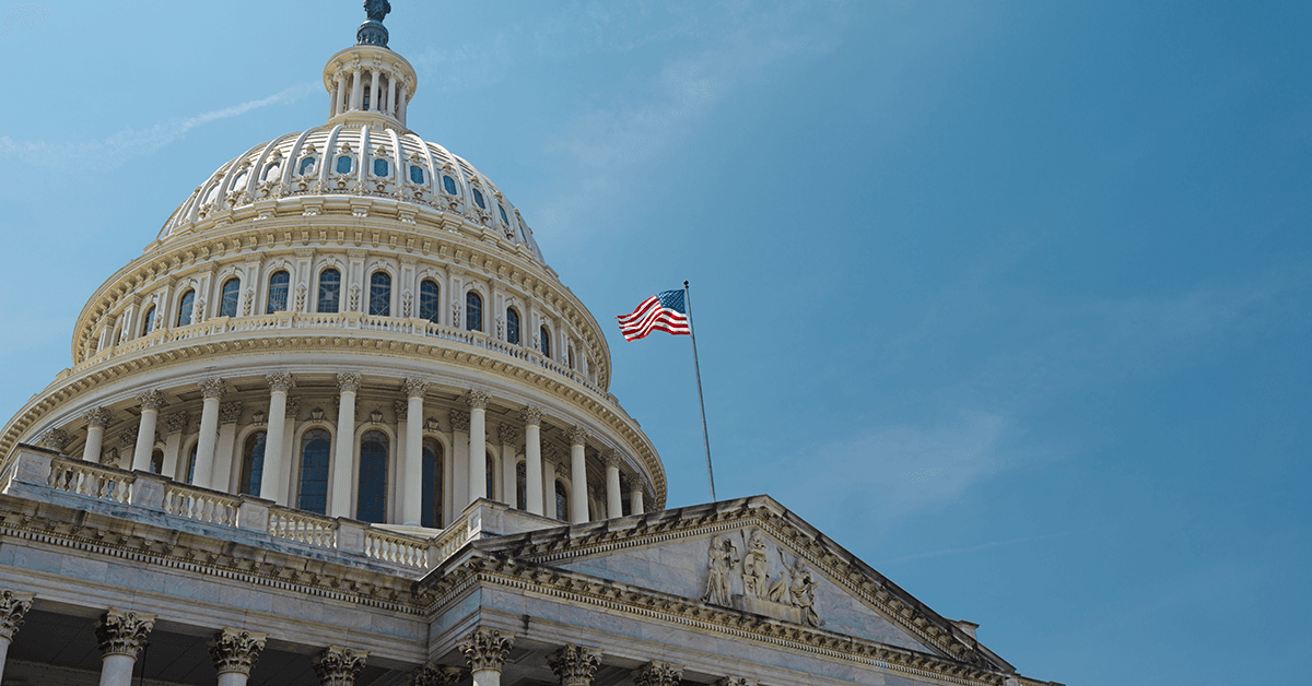 Low Angle View of the US Capitol Building in Washington, DC Representing TREPAC's Trustee Political Involvement Committee