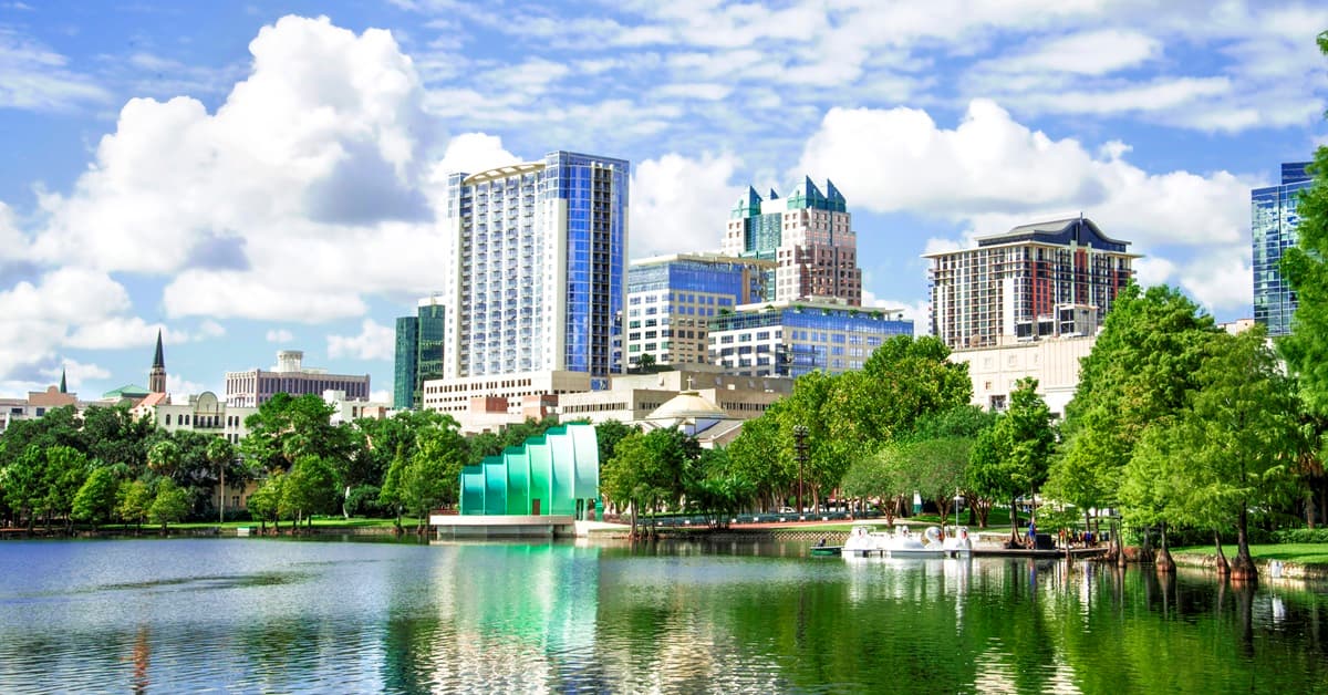 The Skyline in Orlando, FL Overlooking Lake Eola Representing the T3 Leadership Summit
