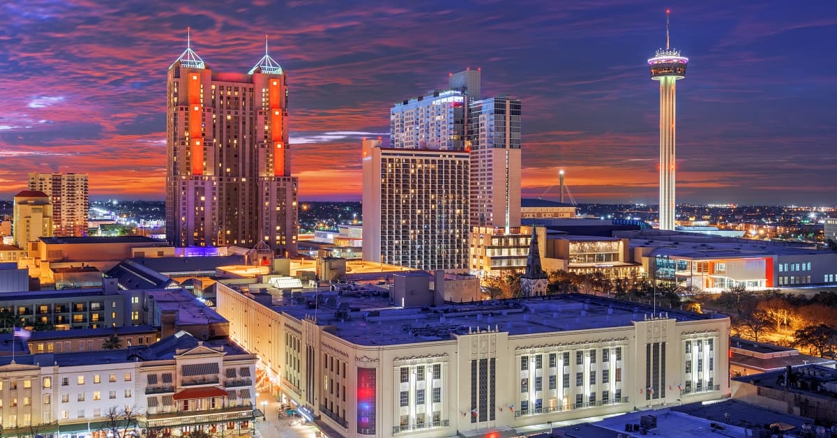 Downtown San Antonio, TX at night