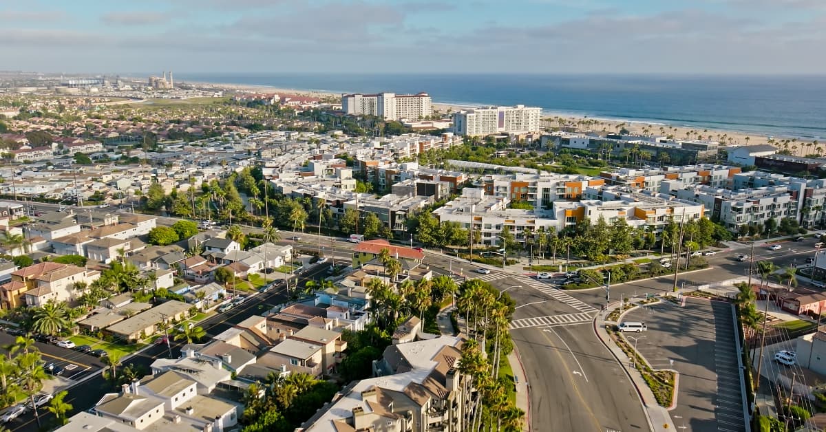 Overhead shot of Huntington Beach, CA