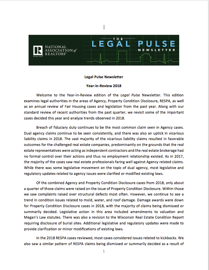 4Q 2018: Agency, PCD, RESPA, and Fair Housing