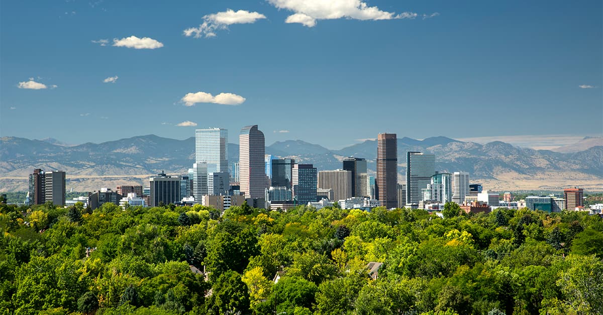 Denver skyline in summer Denver skyline in summer