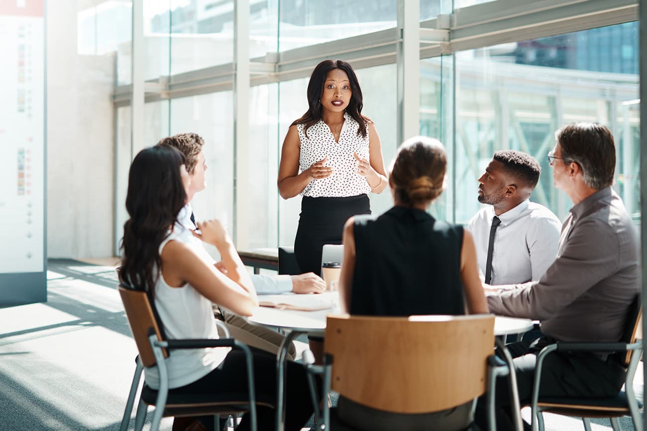 Shot of a group of businesspeople having a meeting in a modern office