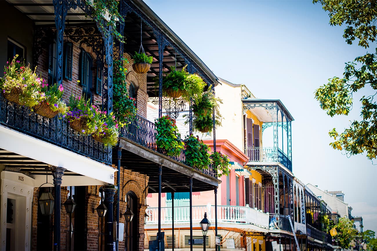 Houses with balconies in New Orleans's French Quarter Houses with balconies in New Orleans's French Quarter