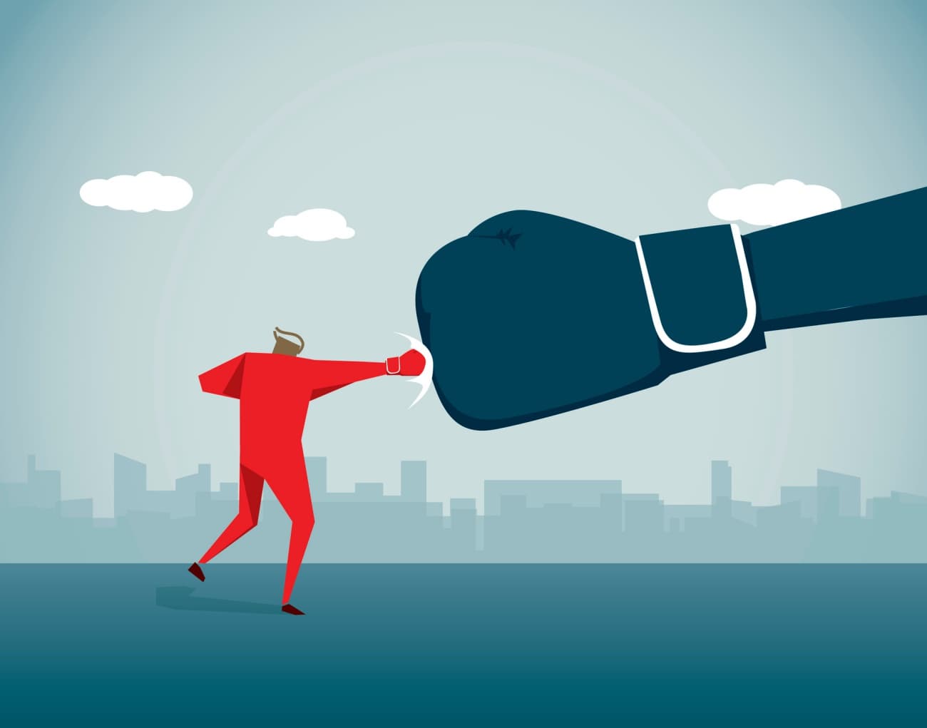 Illustration of a man punching a large boxing glove
