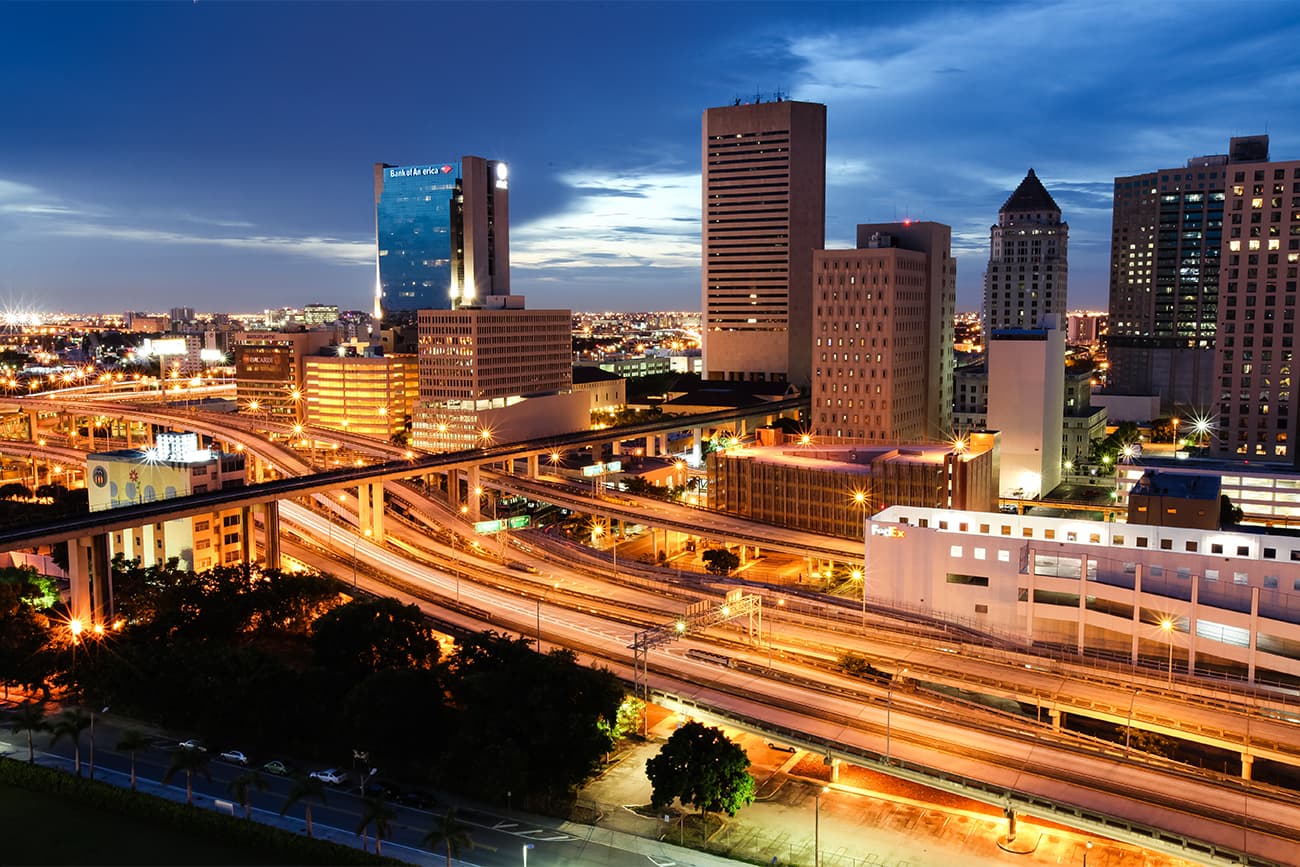 Miami skyline at night Miami skyline at night