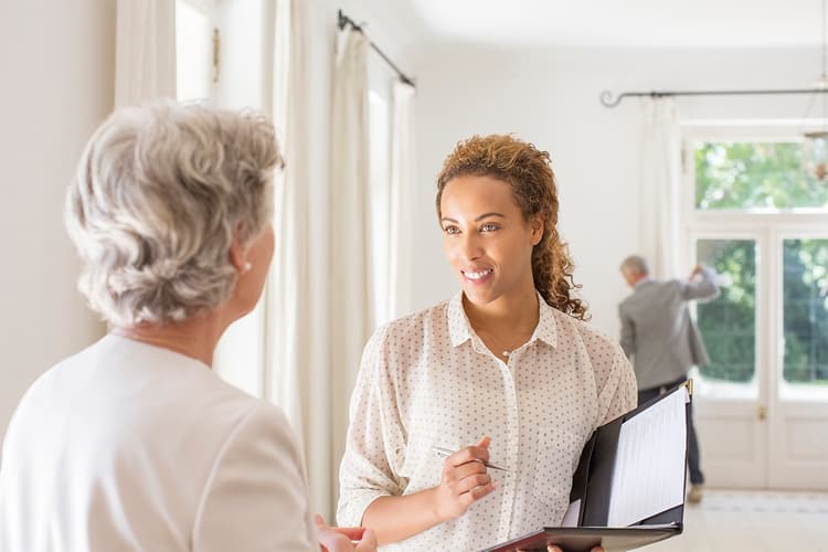 Real estate agent and clients Real estate agent and clients