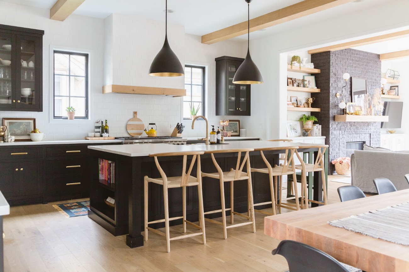 black kitchen island cabinets