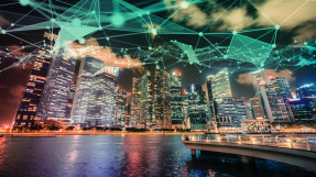 Abstract of smart, digital city with globalization connection network