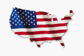 American flag in the shape of the United States of America American flag in the shape of the United States of America