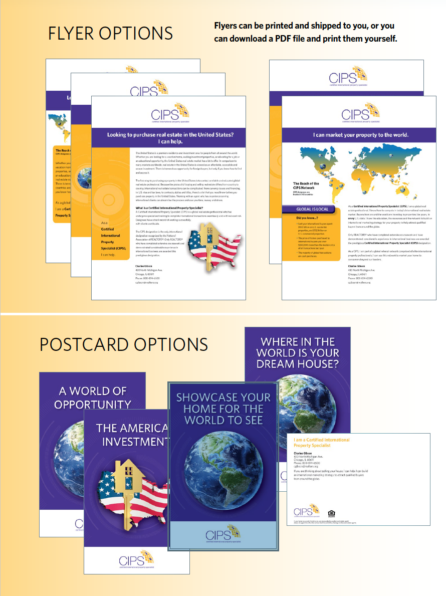 Global Marketing Center flyers and postcards Global Marketing Center flyers and postcards