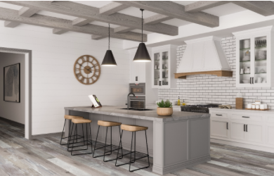 Wood beams in a kitchen