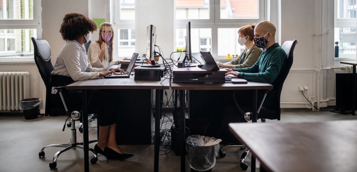 Business people return to work after covid-19 pandemic