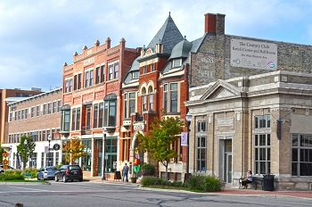 Downtown area in a small town Downtown area in a small town