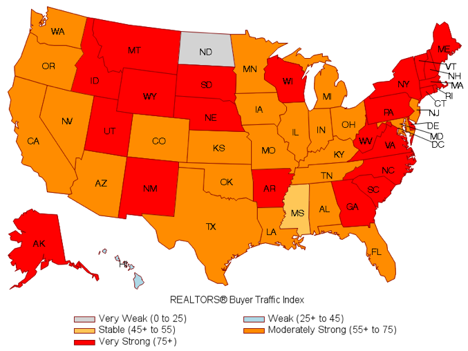 U.S. Map: REALTORS® Buyer Traffic Indices