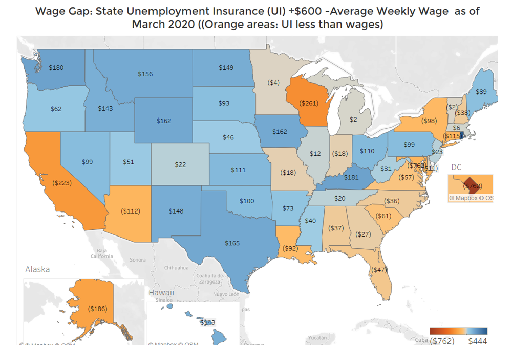 U.S. Map: Wage Gap State Unemployment Insurance Average Weekly Wage as of March 2020 U.S. Map: Wage Gap State Unemployment Insurance Average Weekly Wage as of March 2020