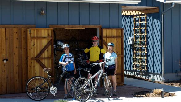  cyclists at Silver Sage Cohousing