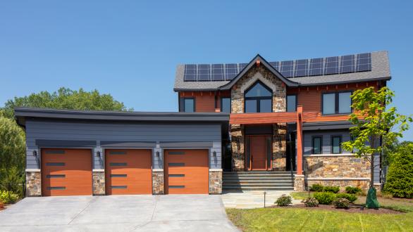 large home with solar panels