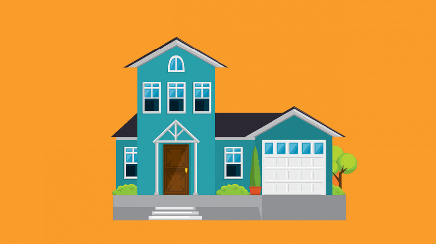 Illustration of a house on an orange background Illustration of a house on an orange background