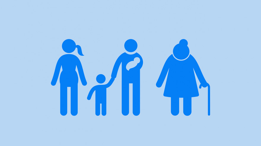 Multigenerational family silhouette