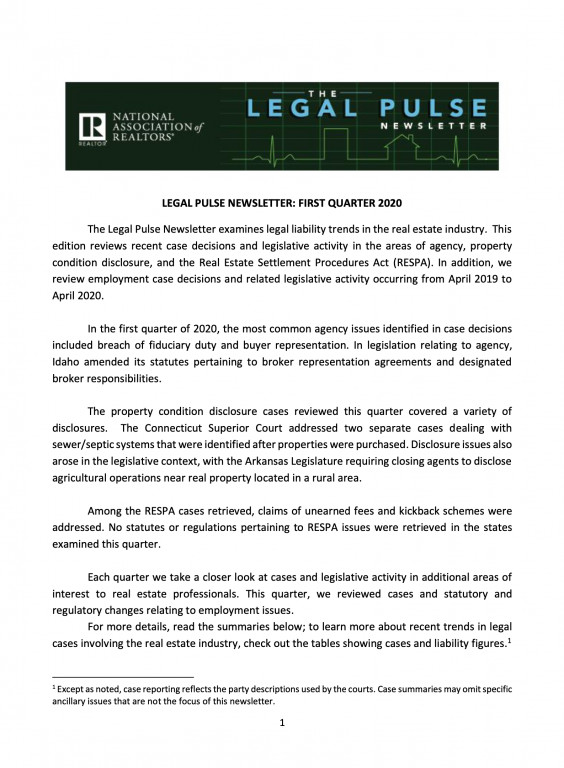 Legal Pulse Newsletter Cover Image 1Q 2020