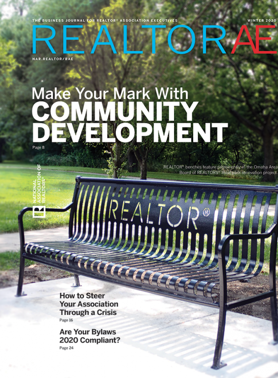 Cover of REALTOR® AE Winter Magazine 2020: Make Your Mark with Community Development
