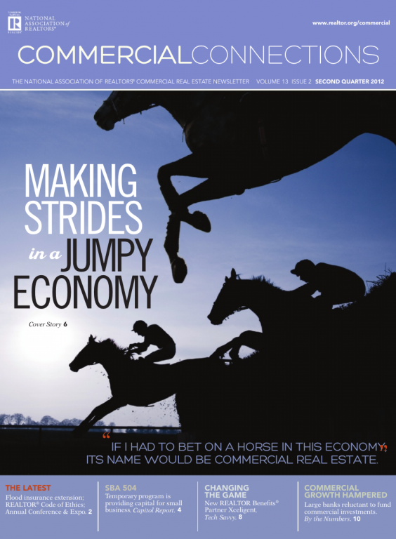 Cover of the 2012 Summer issue of Commercial Connections: Making Strides in a Jumpy Economy