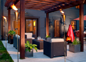 Concrete slab backyard