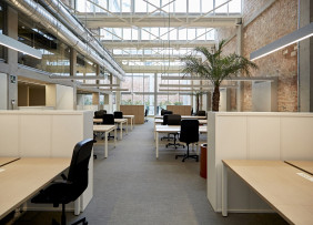 Open plan industrial style office space