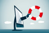 A helping hand illustration of a computer holding a life preserver
