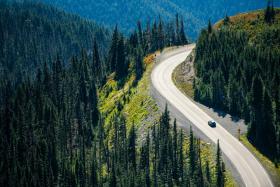 Aerial view of Olympic National Park Road in Washington State